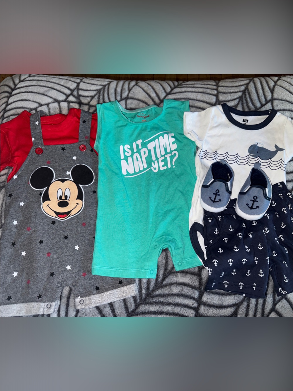 NWOT Baby Bundle Size 3-6 Months - 3 Outfits, Nautical Whale + Mickey Mouse
